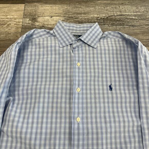 Vintage‎ 90s Y2K Polo Ralph Lauren Blue Plaid Mens XXL Regent Classic Button Up - Picture 1 of 8